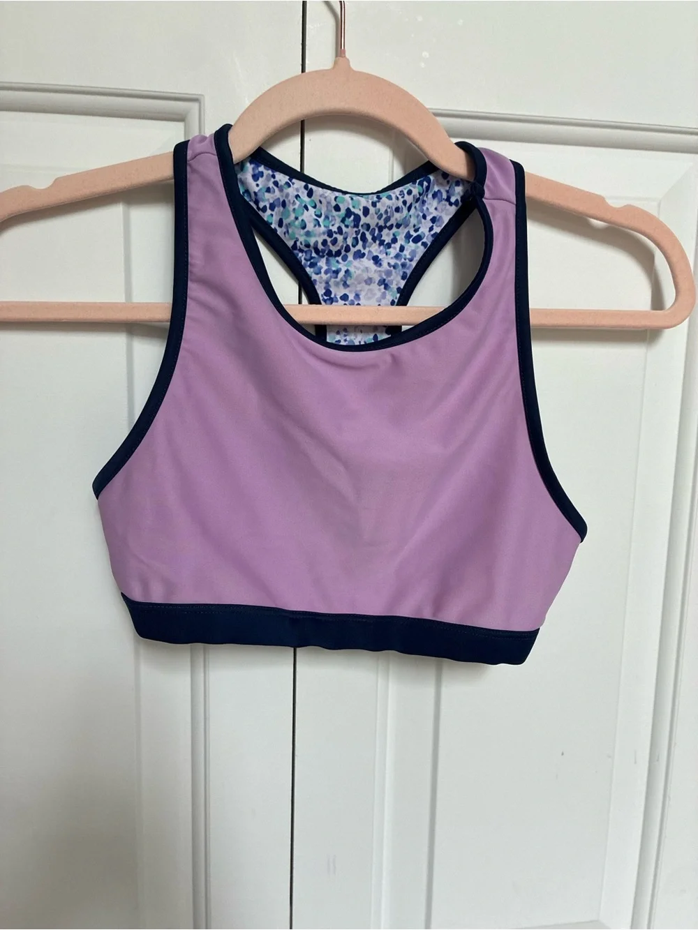 Eddie Bauer reversible Lilac Girls' Two-Piece Swim Set with Navy Trim